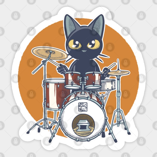 Cat Drummer Sticker by BATKEI